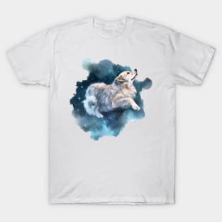 Celestial Space Dog Watercolor Art T-Shirt